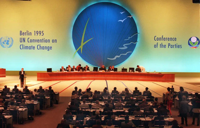 The first Conference of Parties on climate change (COP1), in Berlin in 1995. Photo: Peer Grimm - Getty