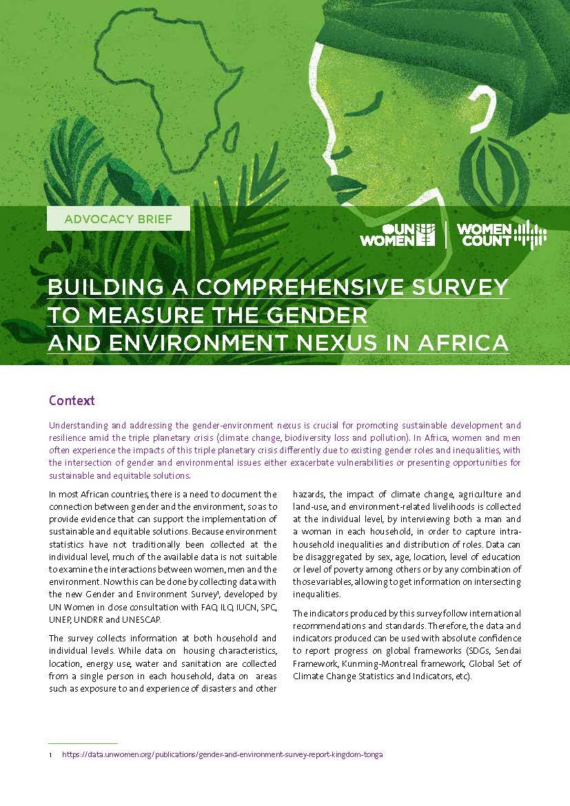 Building a comprehensive survey to measure the gender and environment nexus in Africa