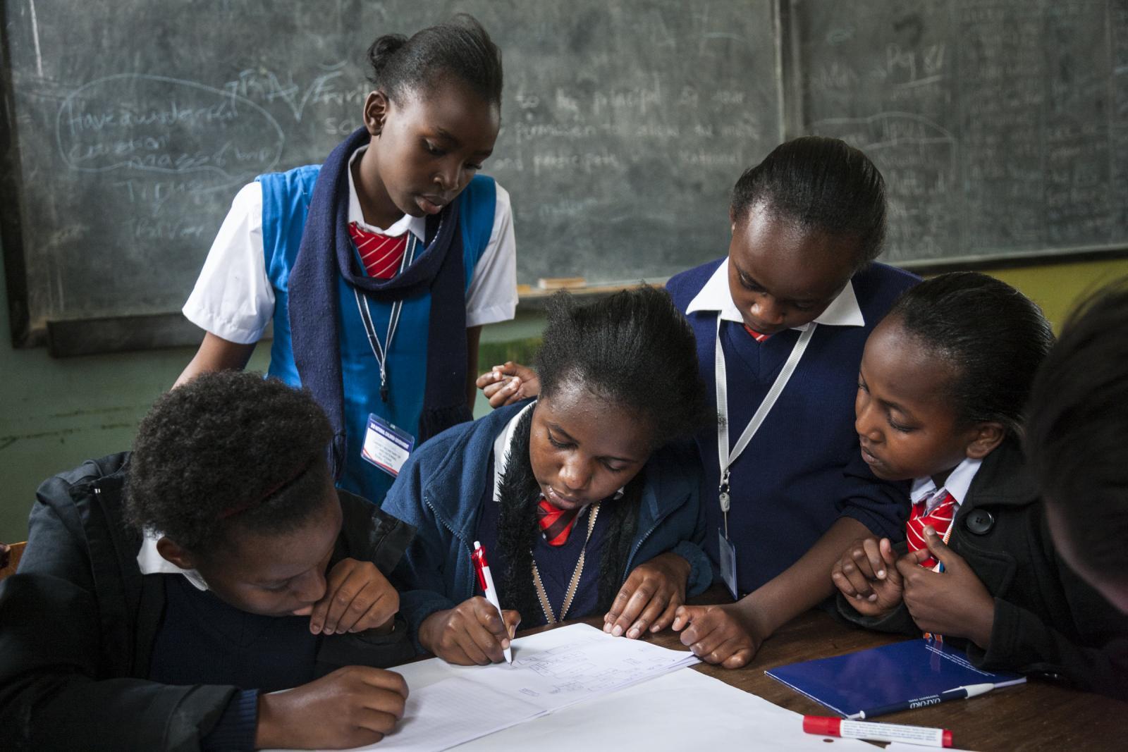 Students draw their school during the 2nd Annual National Children’s Government Congress, Nairobi, Kenya, June 14, 2015. Photo: UNICEF/Adriane Ohanesian