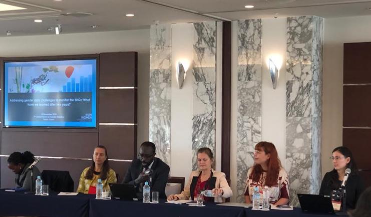 Panel of experts at UN Women's side event at the 7th Global Forum on Gender Statistics. UN Women/Sara Duerto Valero UN Women organizes side event at Global Forum on Gender Statistics