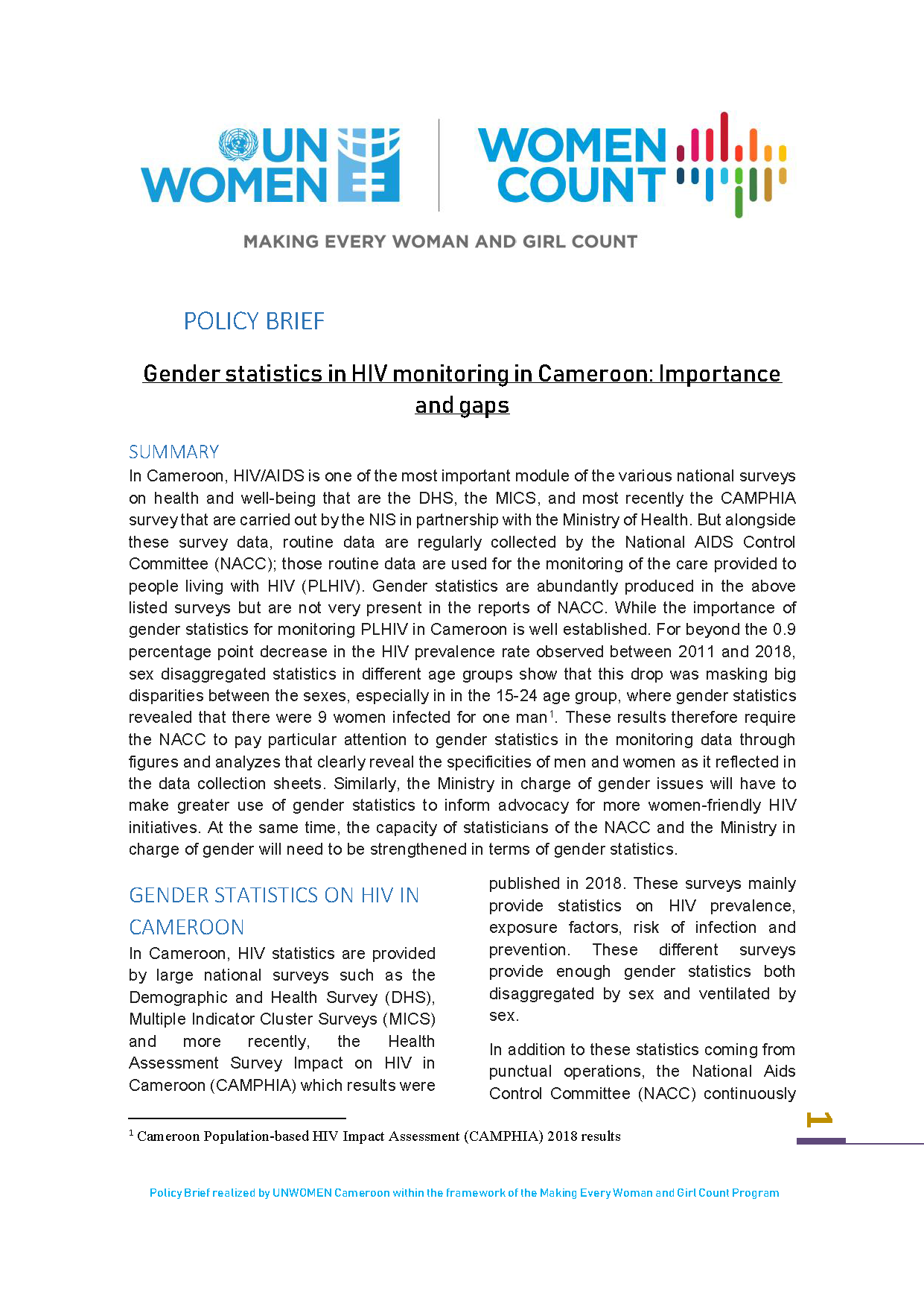 Cameroon HIV policy brief cover