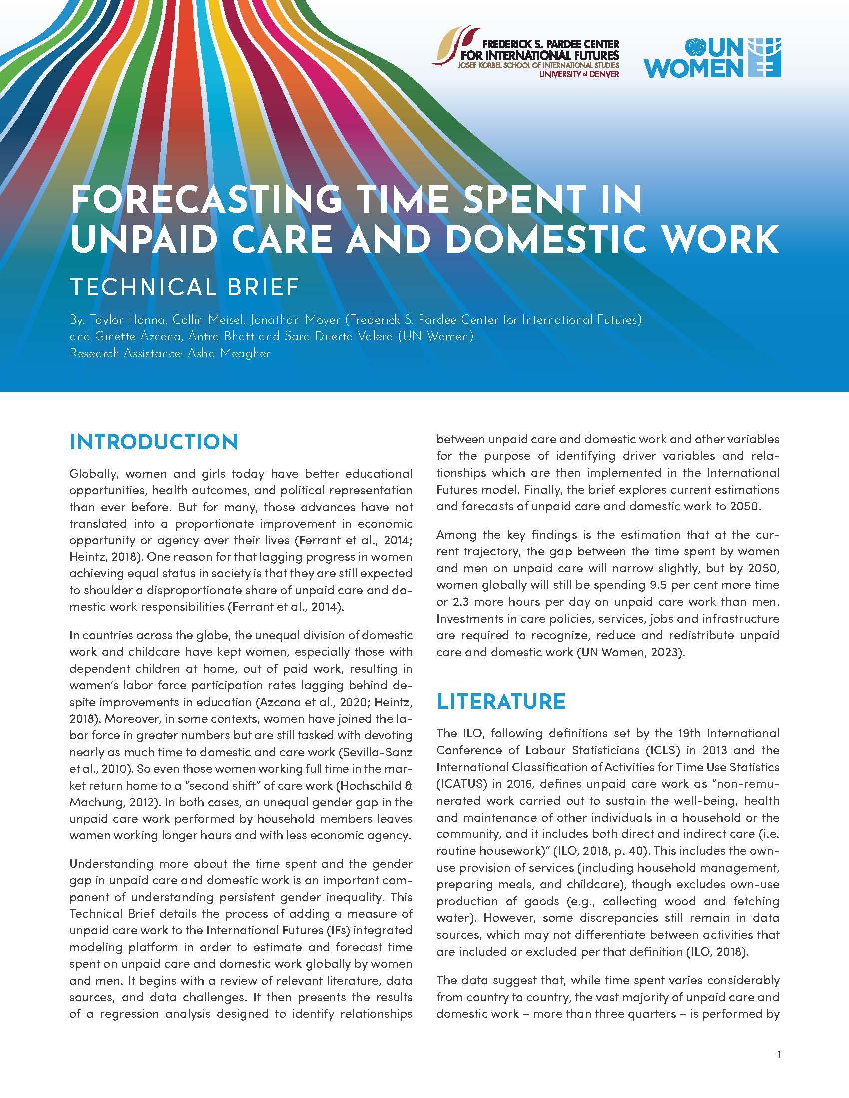 Forecasting time spent in unpaid care and domestic work