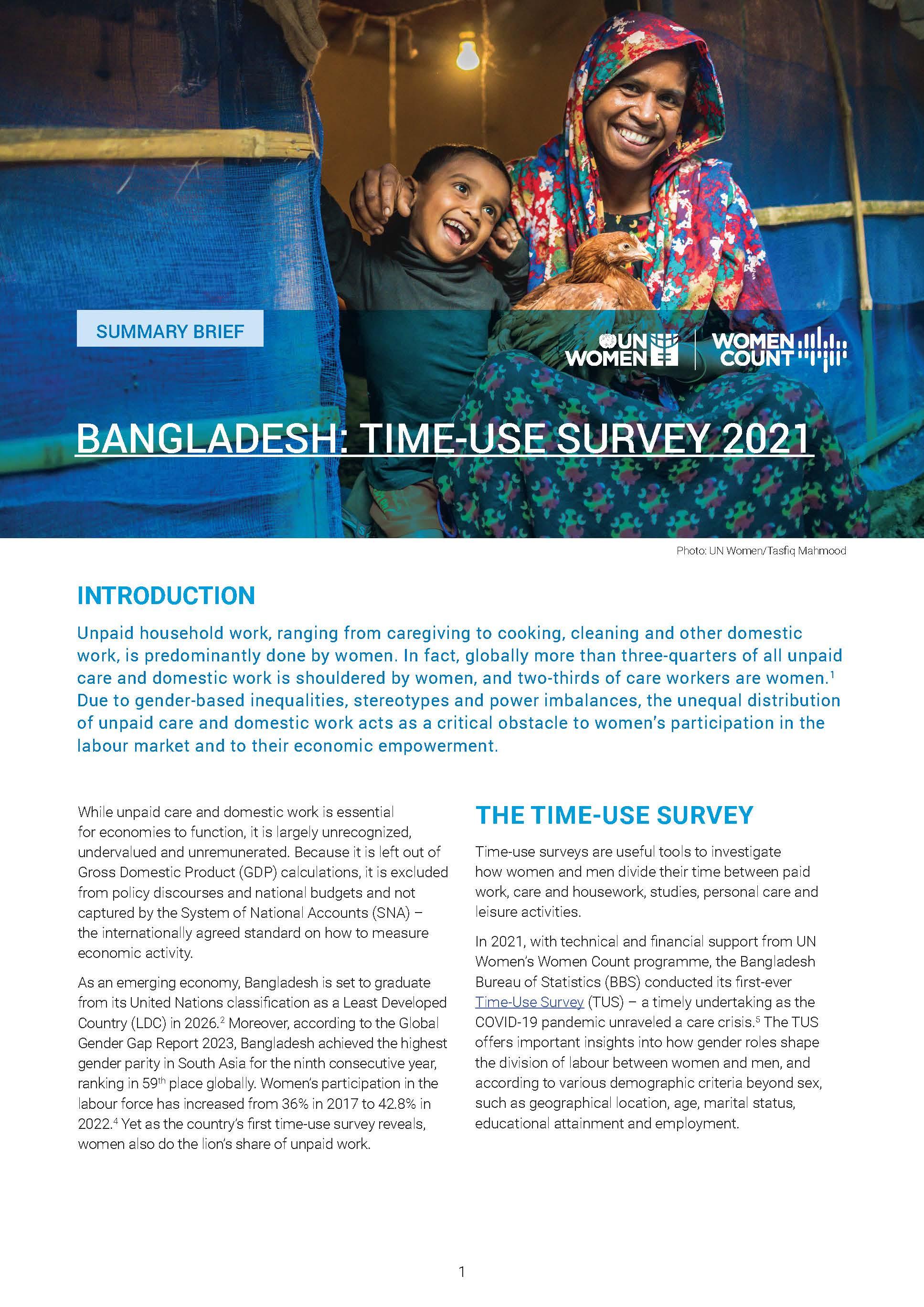 Summary brief: Bangladesh Time-Use Survey 2021